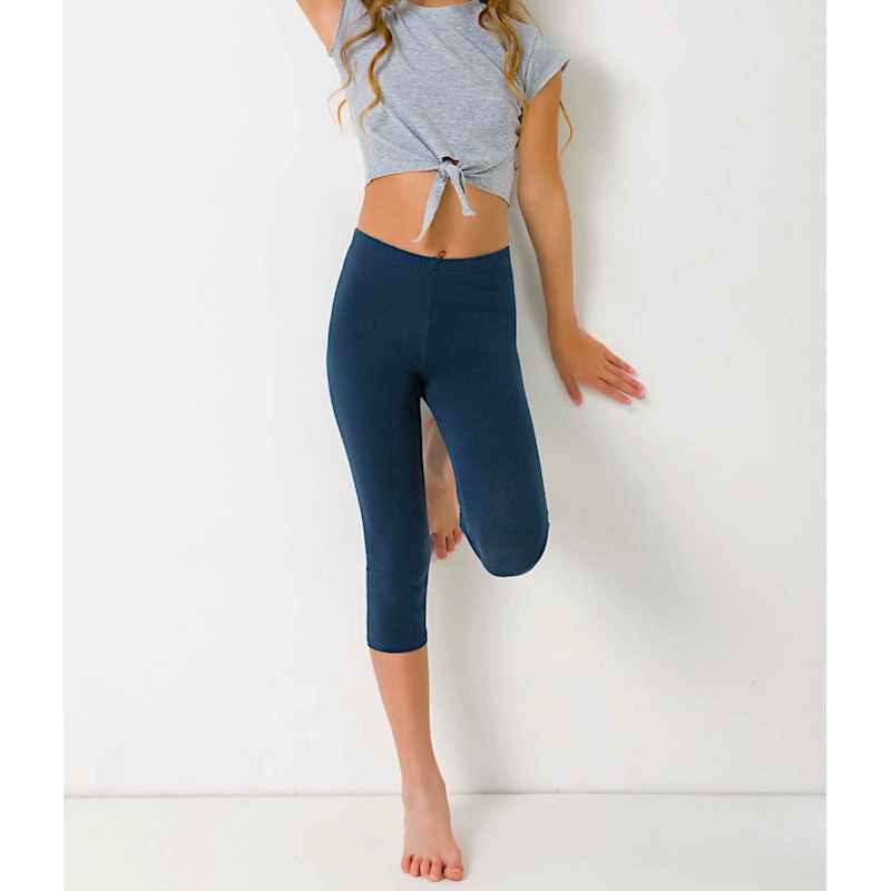 Made in Europe Girls Best Selling Capri Leggings High Quality Breathable Cotton Blue Donatella Bahrain